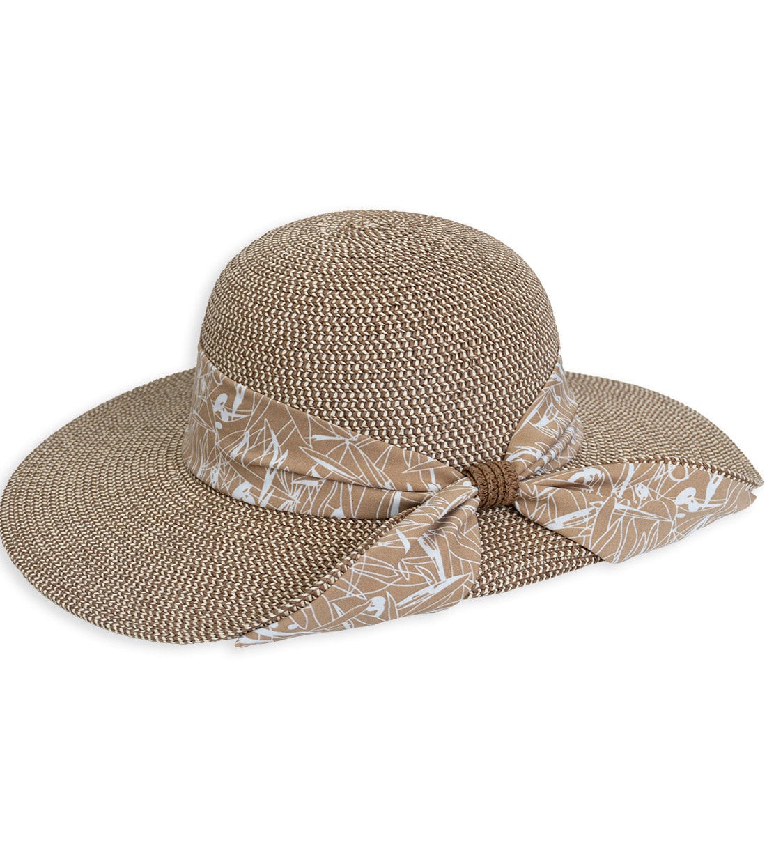 Magid Printed Ribbon Straw Floppy Hat