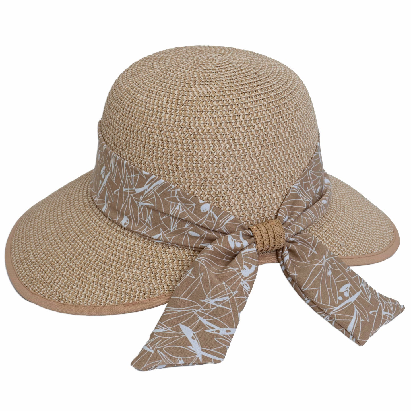 Magid Printed Ribbon Straw Garden Hat