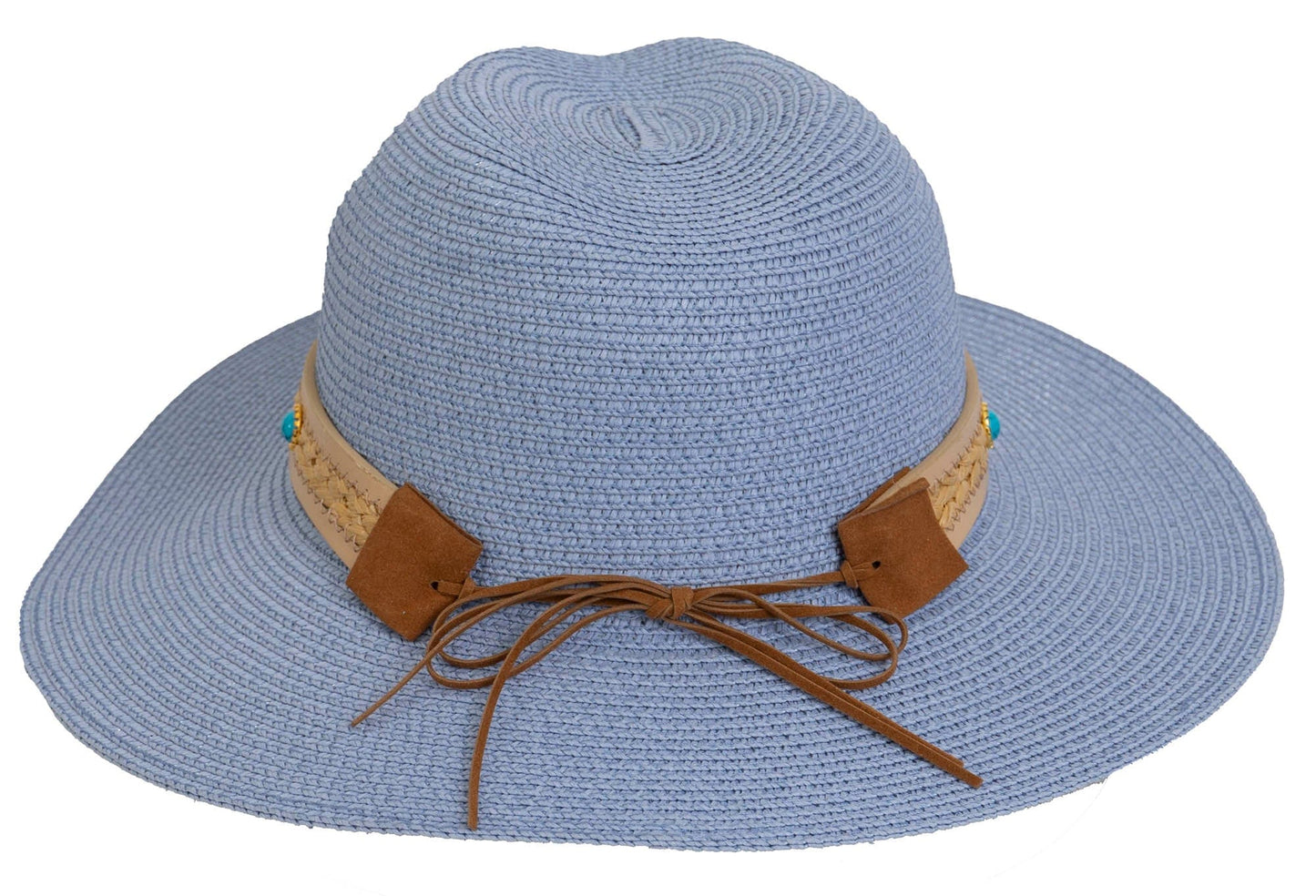 Magid Beaded & Braided Crown Straw Panama Hat