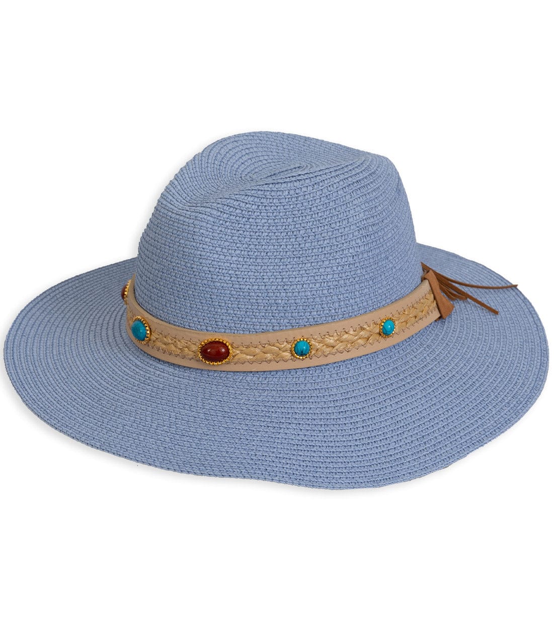 Magid Beaded & Braided Crown Straw Panama Hat