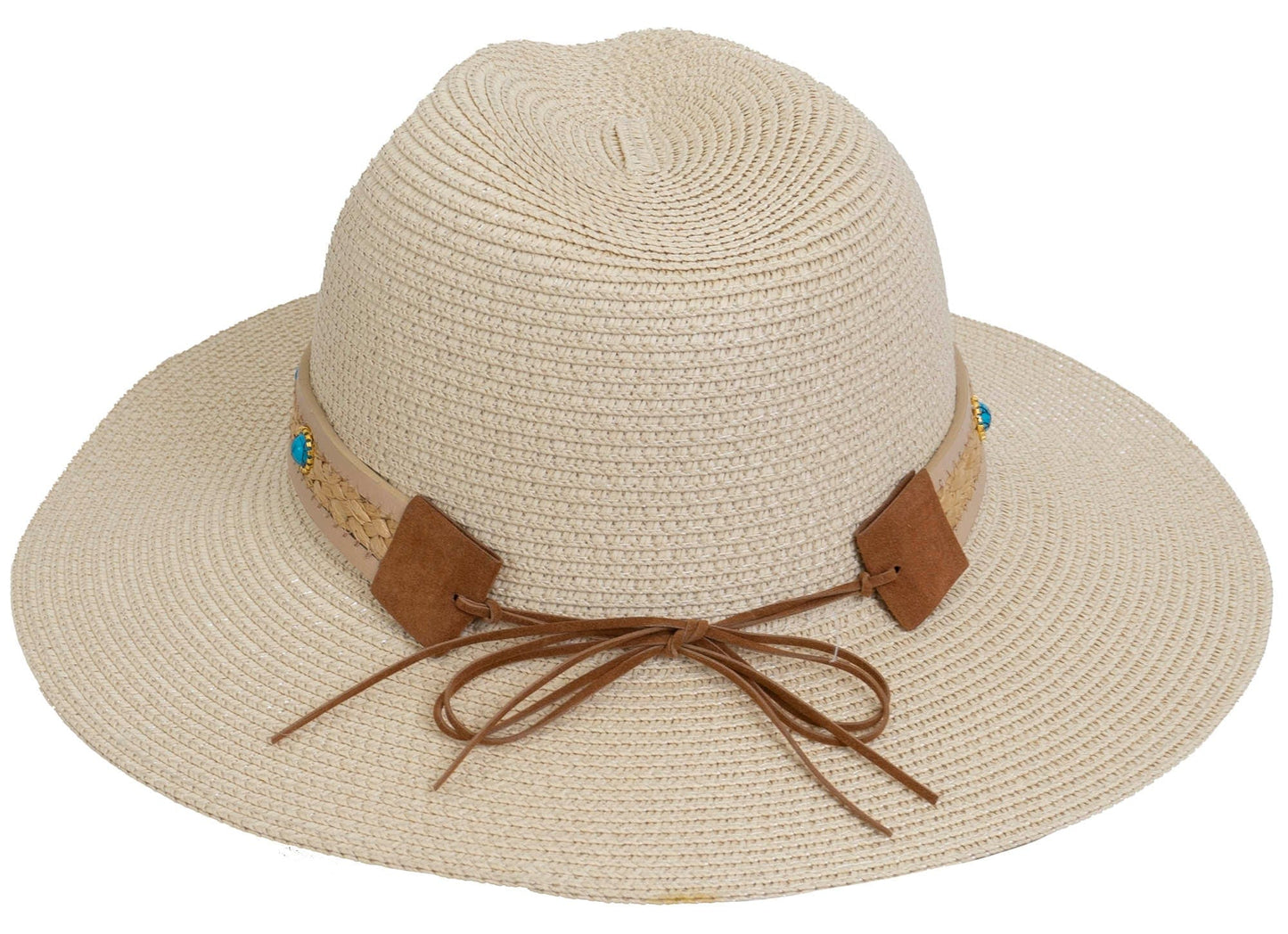 Magid Beaded & Braided Crown Straw Panama Hat