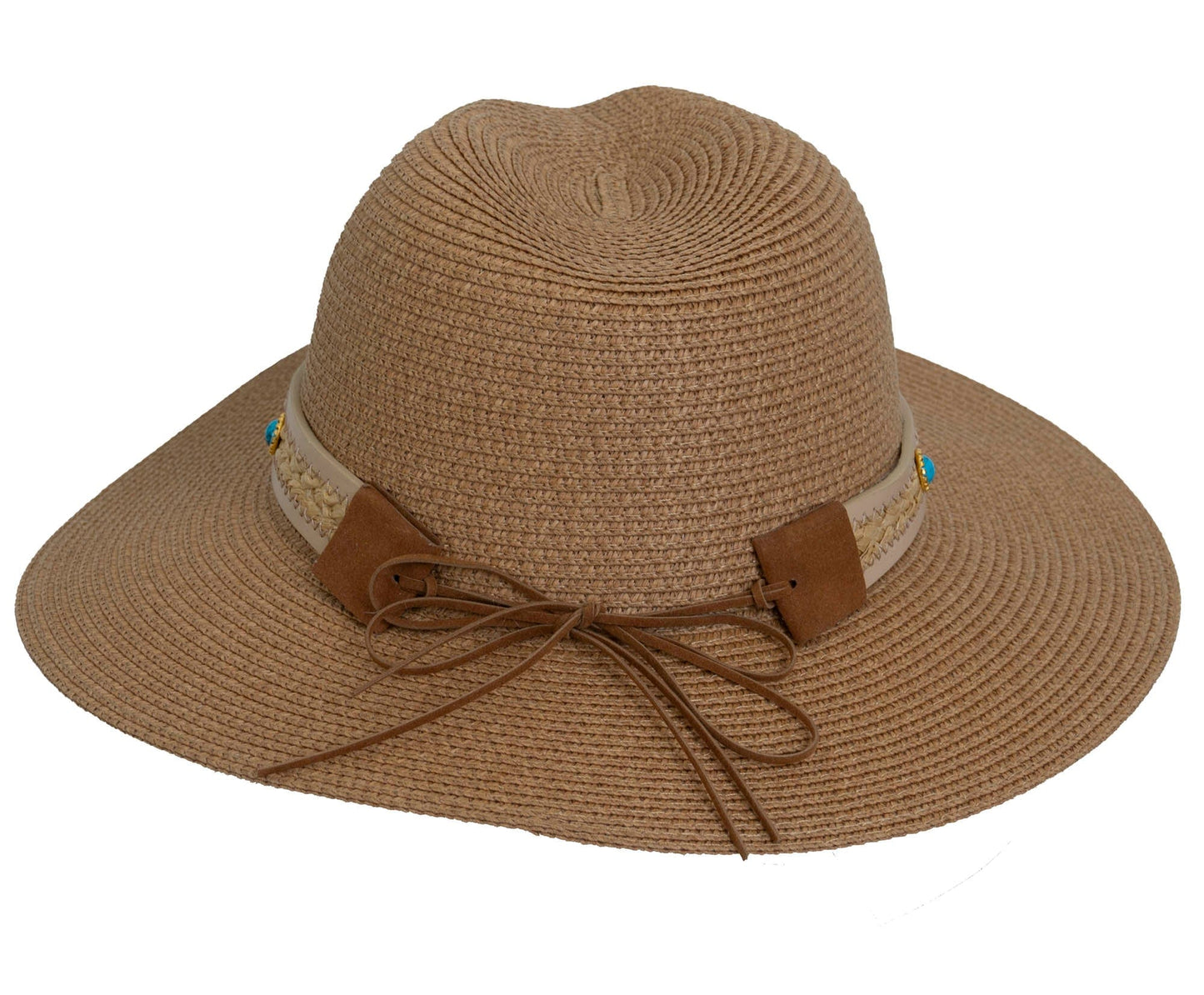 Magid Beaded & Braided Crown Straw Panama Hat