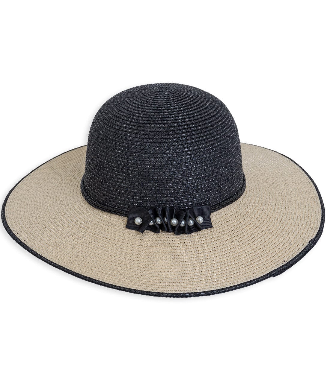 Magid Pearl Color Block Straw Floppy Hat