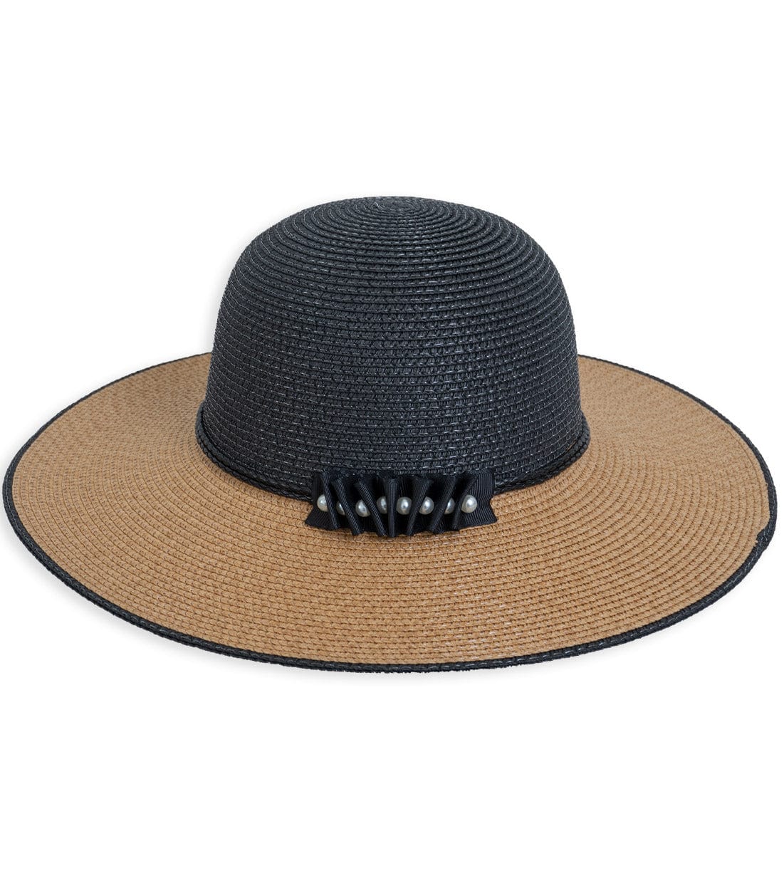 Magid Pearl Color Block Straw Floppy Hat