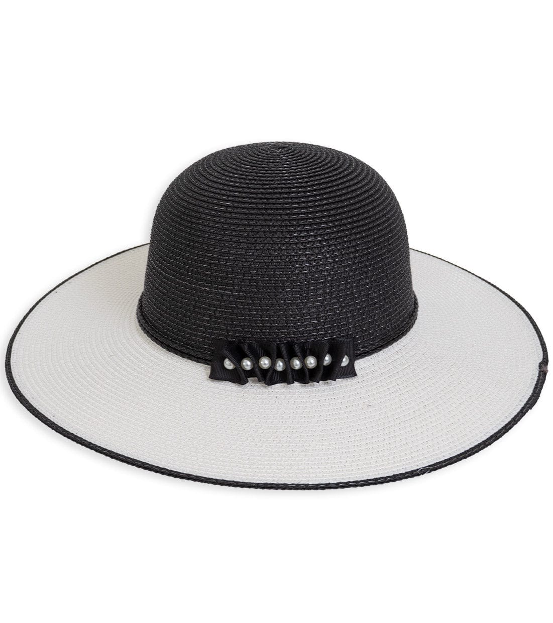 Magid Pearl Color Block Straw Floppy Hat