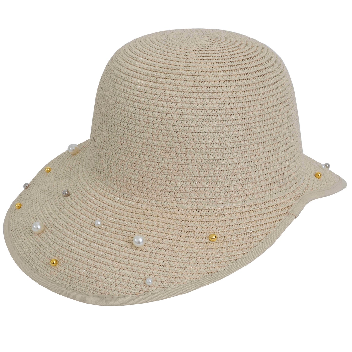 Magid Pearl Beaded Brim Garden Hat