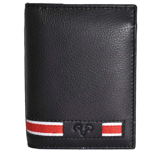 Jack Abrahams Goat Nappa Leather Bi-Fold Wallet with Flip ID Case Black