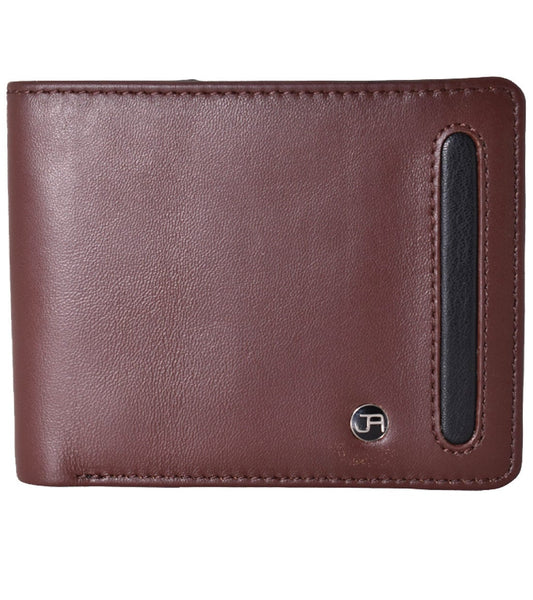 Jack Abrahams Goat Nappa Leather Bi-Fold Wallet with Flip ID Window Brown/Black