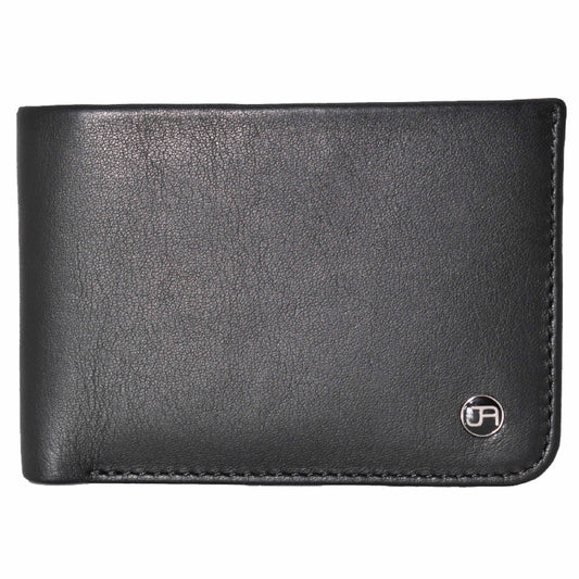 Jack Abrahams Goat Nappa Leather Bi-Fold Compact Wallet Black