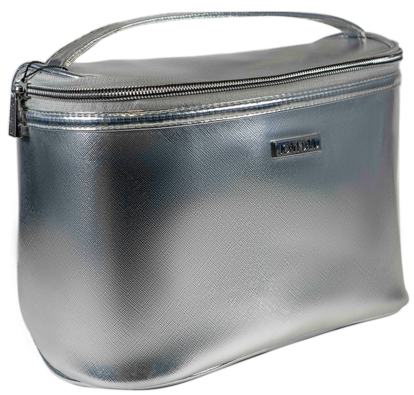 Joan & David Metallic Top Handle Train Case Cosmetic Pouch