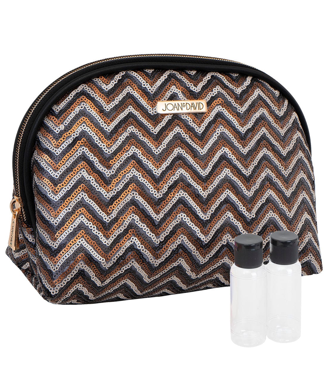 Joan & David Chevron Sequin Dome Cosmetic Pouch