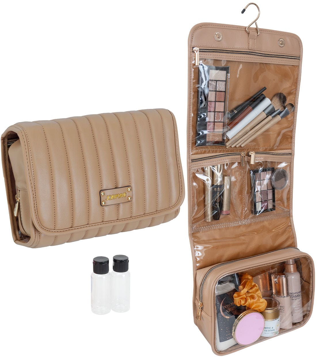 Joan & David Tubular Quilted Roll Hanging Travel Toiletry Organizer Bag