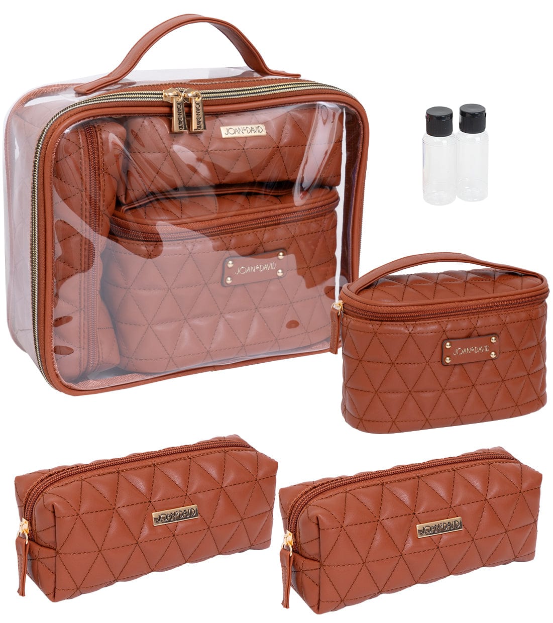 Joan & David Triangle Quilted 4 Piece Clear Cosmetic Bag Set