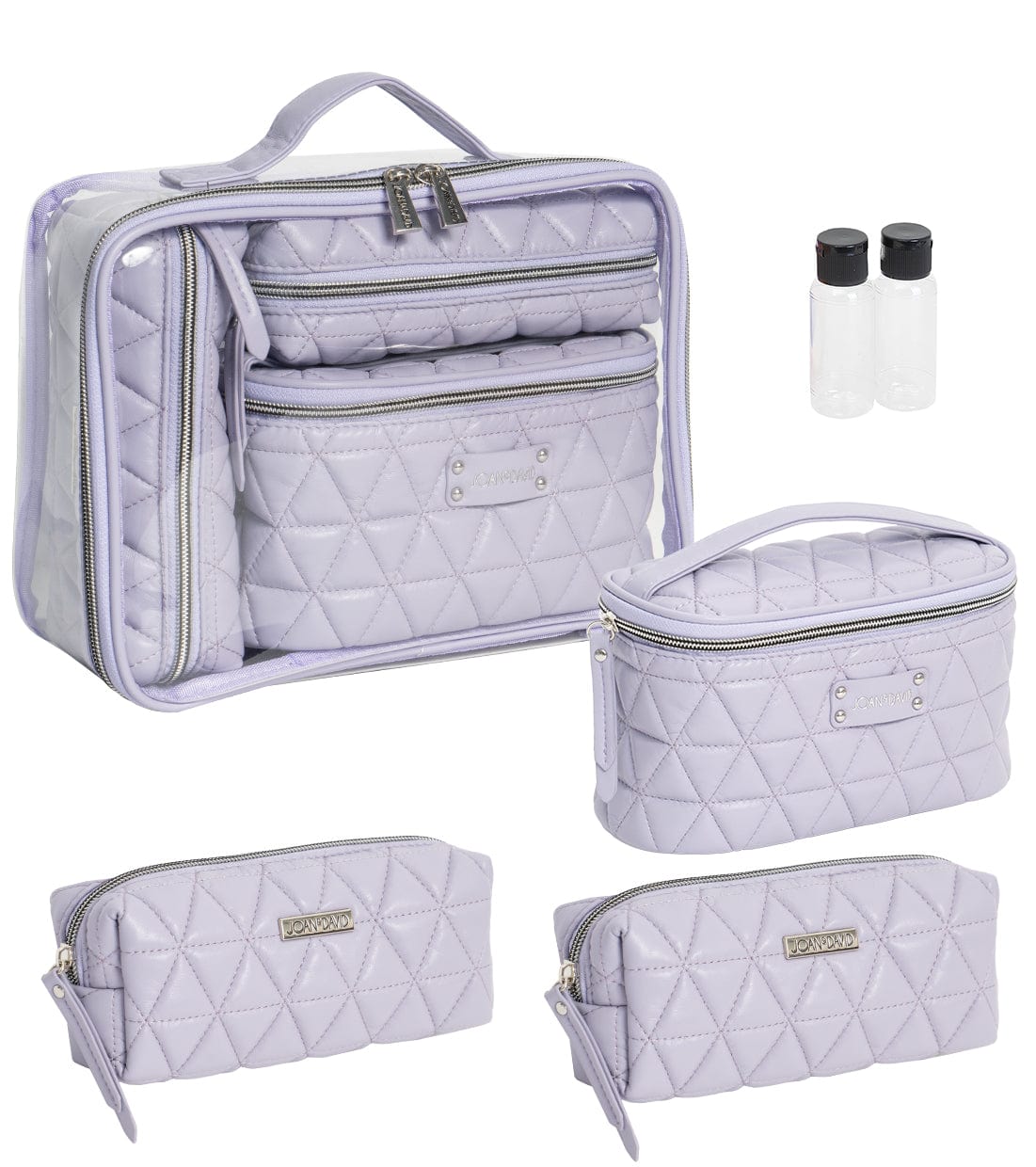 Joan & David Triangle Quilted 4 Piece Clear Cosmetic Bag Set