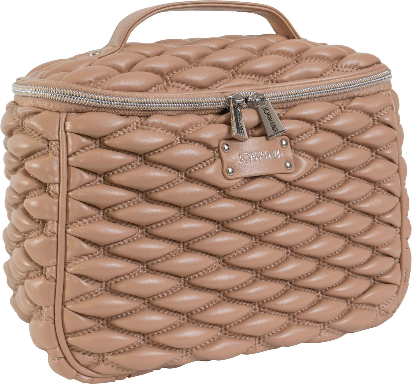 Joan & David Bubble Quilted Top Handle Train Case Cosmetic Bag