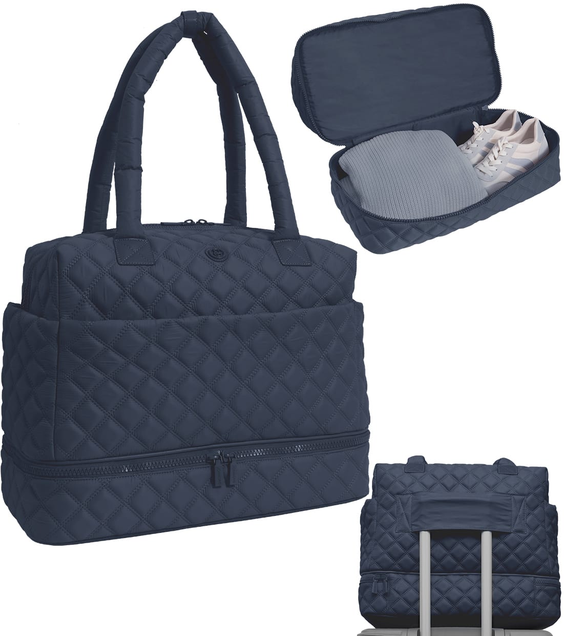 Joan & David The Isabel Quilted Nylon Drop Bottom Duffel Bag