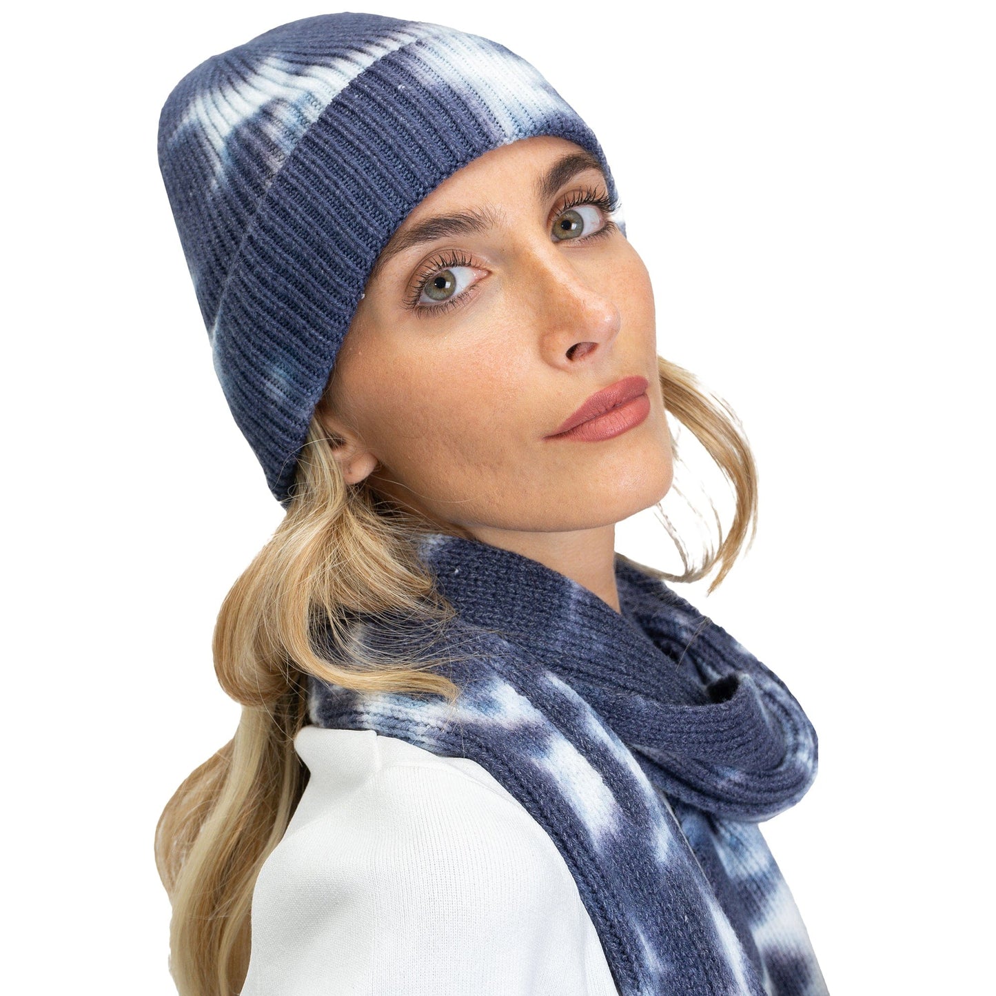 Just Jamie 2-Piece Ribbed Tie-Dye Hat and Scarf Set