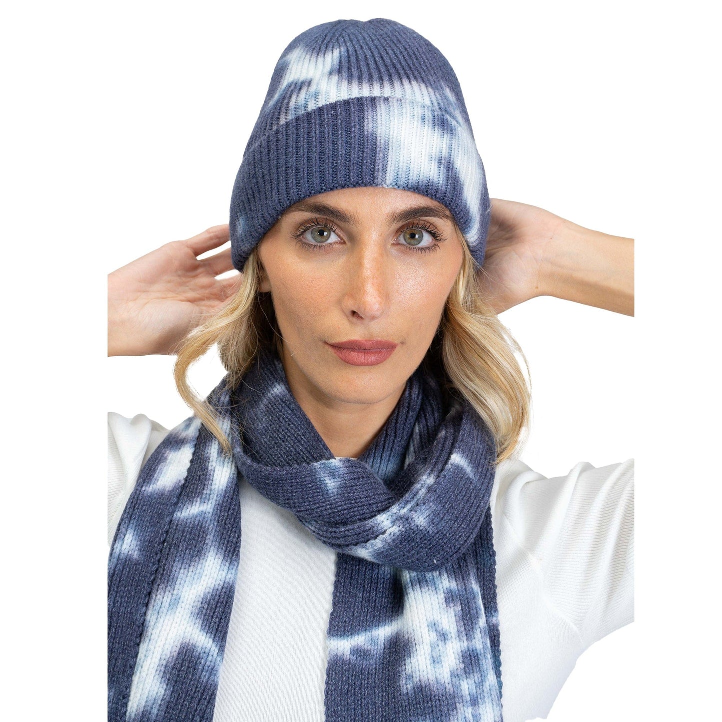 Just Jamie 2-Piece Ribbed Tie-Dye Hat and Scarf Set