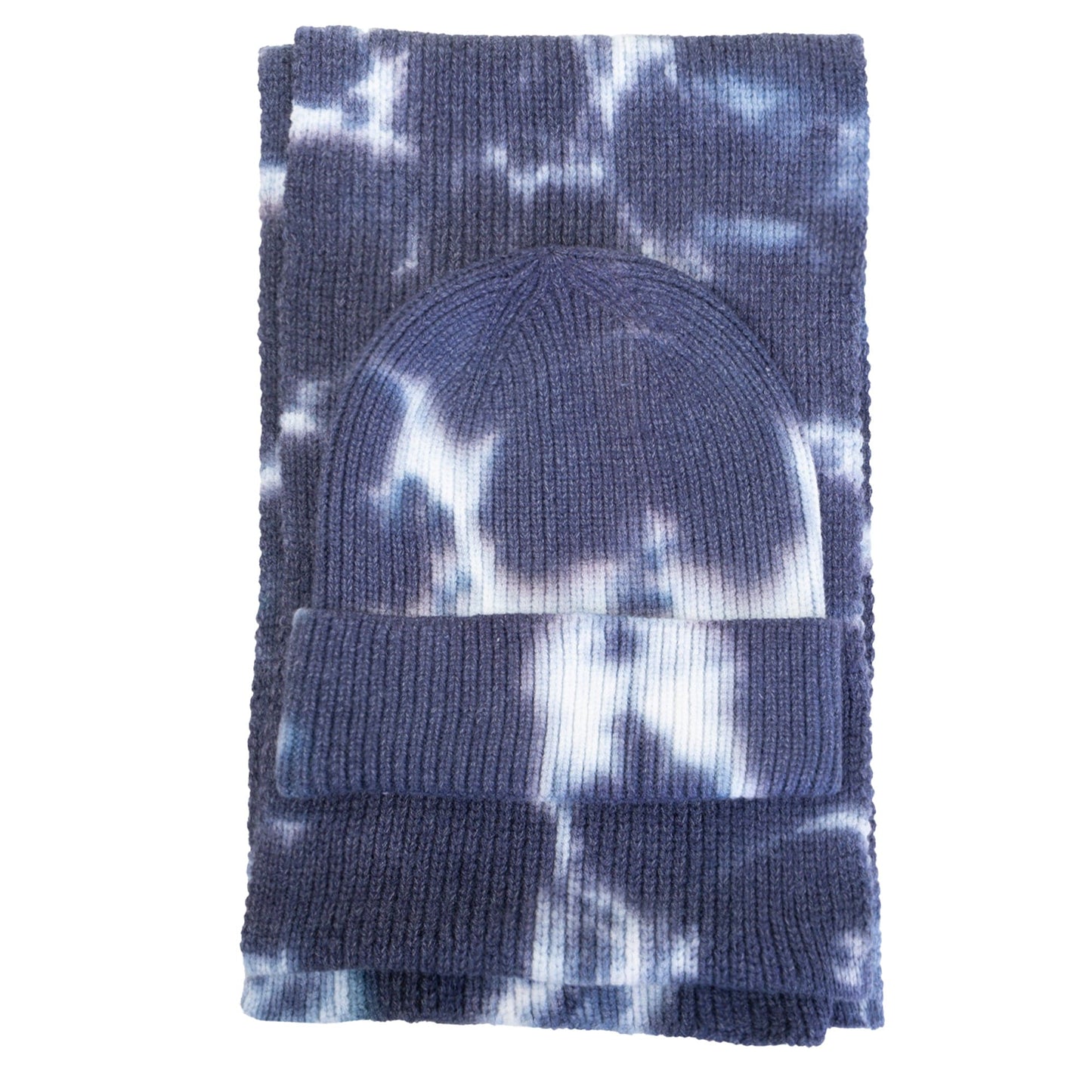 Just Jamie 2-Piece Ribbed Tie-Dye Hat and Scarf Set