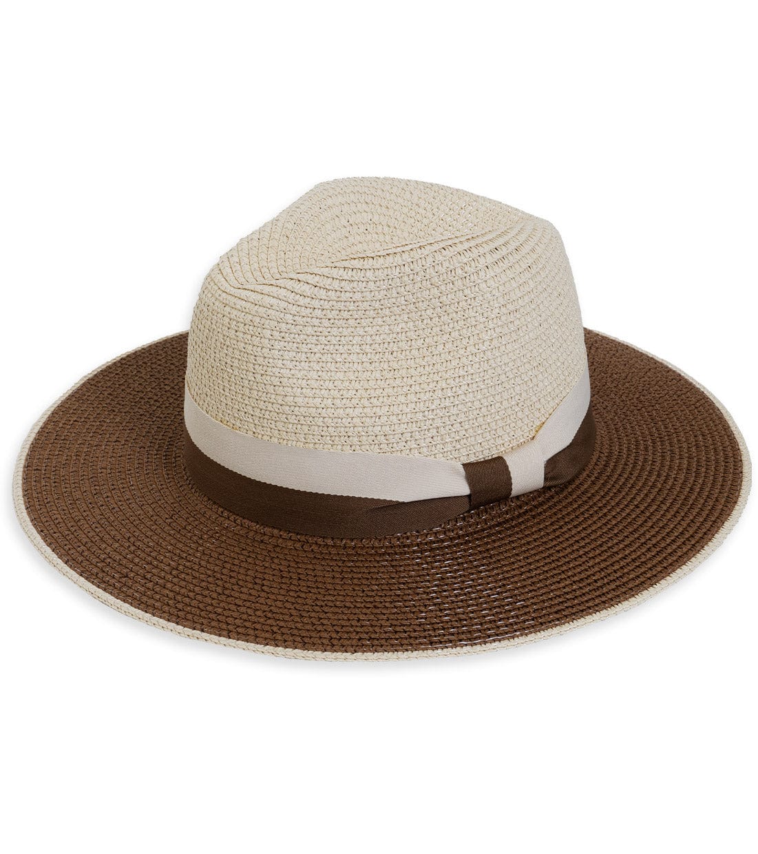 Max Studio Contrast Ribbon Straw Panama Hat