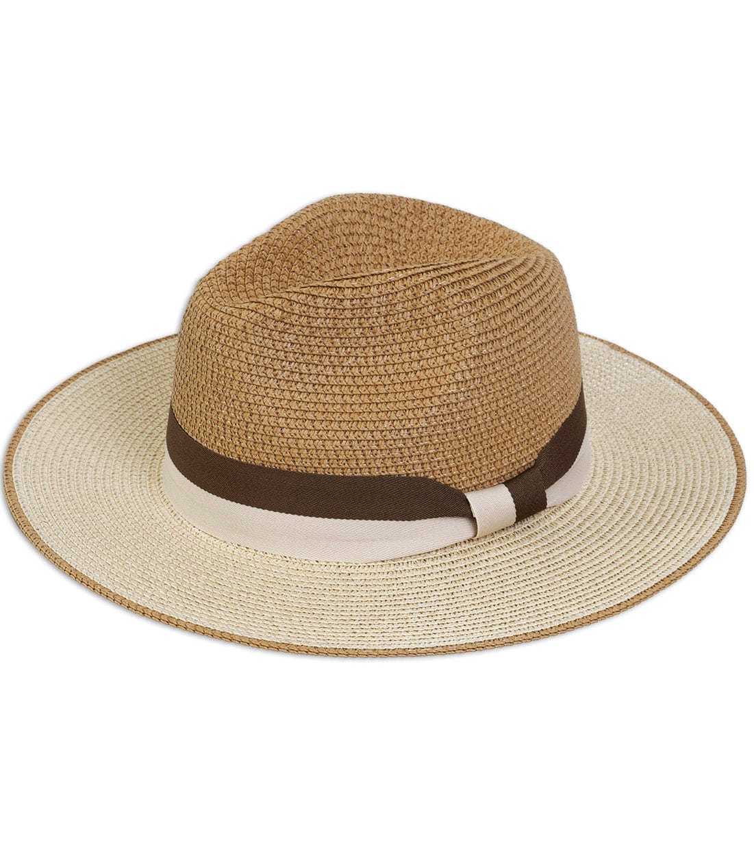 Max Studio Contrast Ribbon Straw Panama Hat