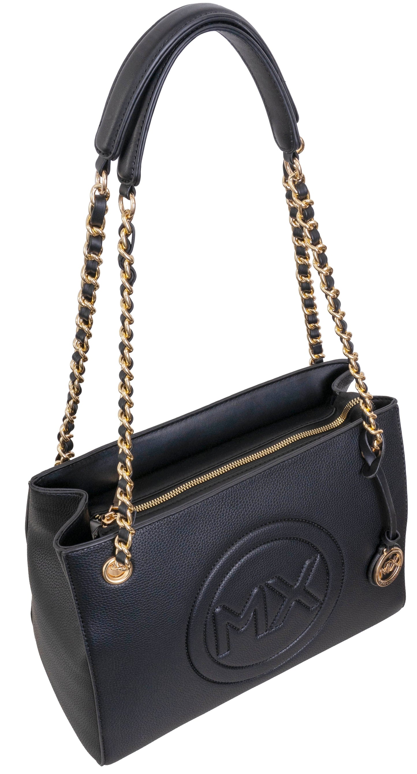 Max Studio Pebble Grain Double Handle Chain Tote