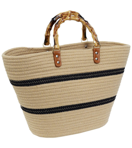 Magid Natural Cotton Woven Bamboo Handle Tote