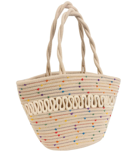 Magid Natural Cotton Woven Confetti Twist Shoulder Tote