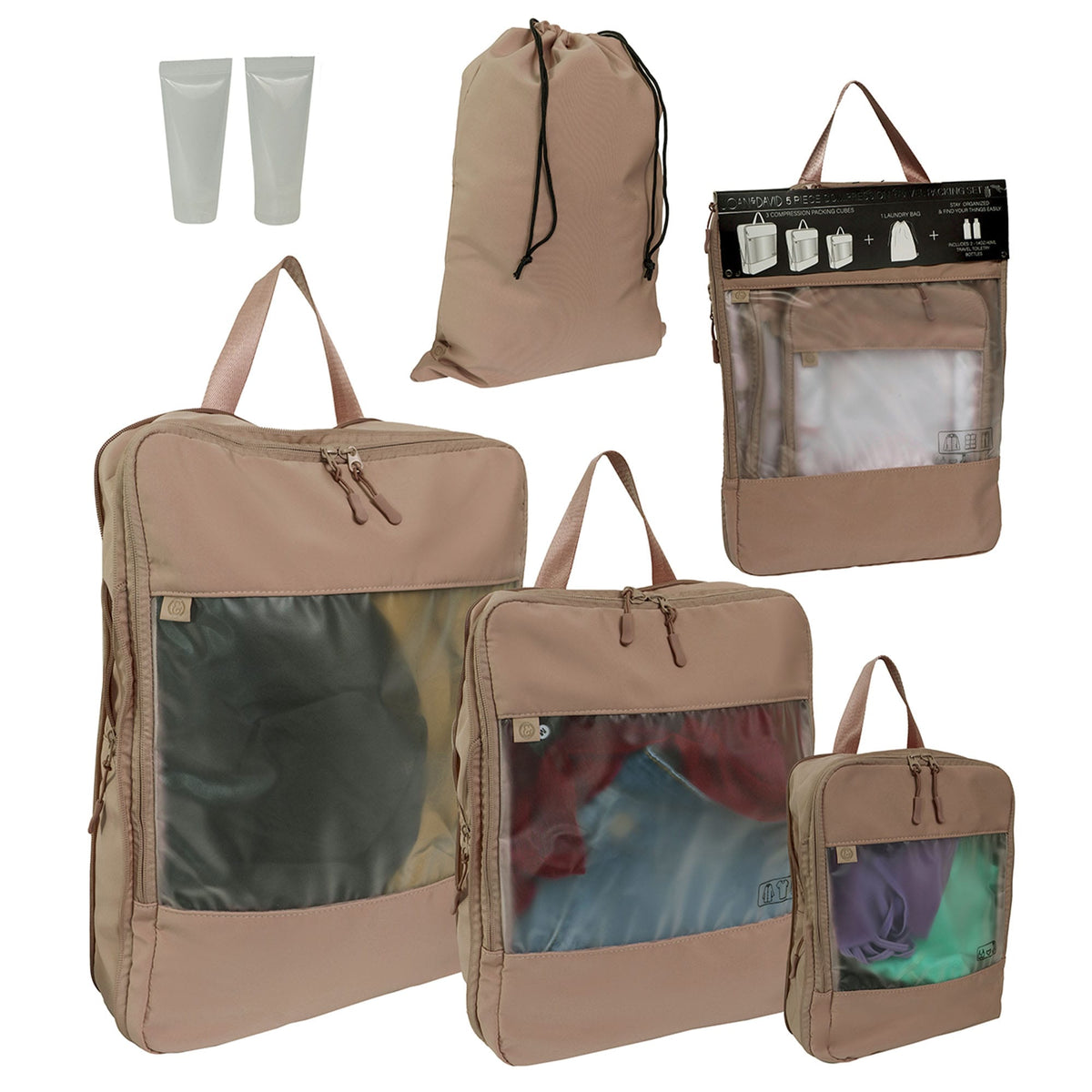 Joan & David 5 Piece Sport Nylon Compression Packing Cube Set