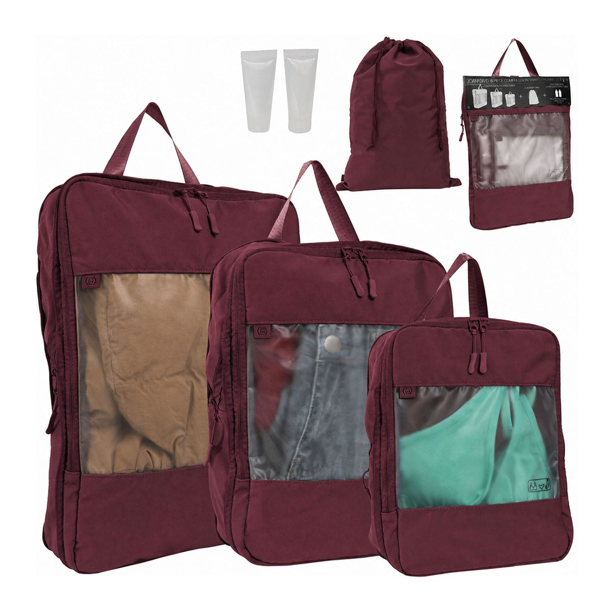 Joan & David 5 Piece Sport Nylon Compression Packing Cube Set