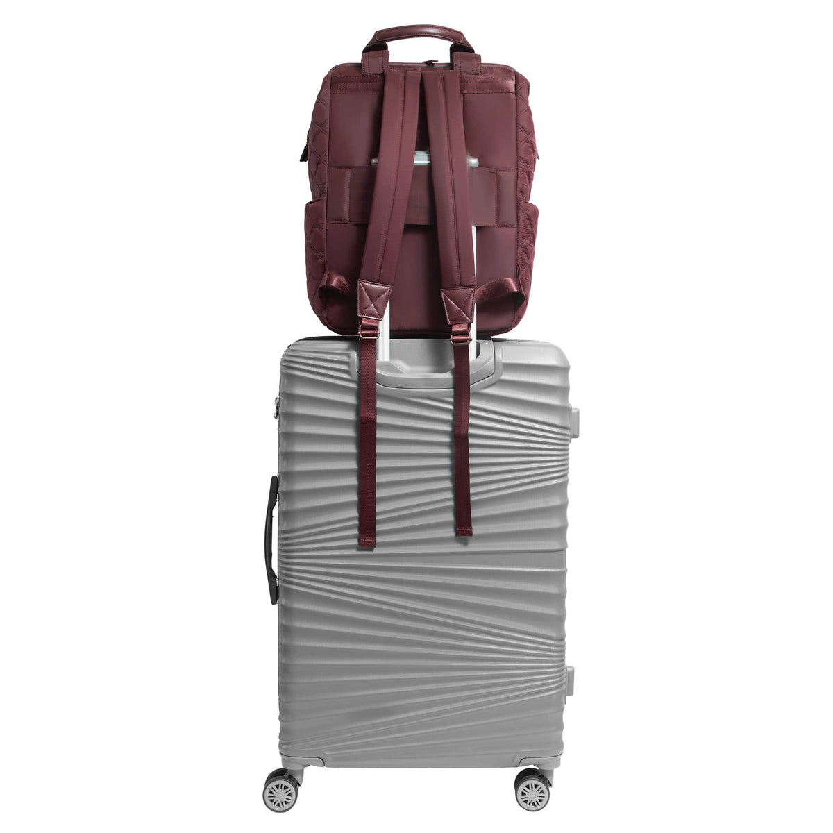 Joan & David Diamond Quilted Puffer Nylon Square Laptop Backpack