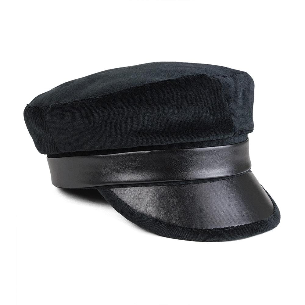 Adrienne Vittadini Velour & Faux Leather Cabby Hat