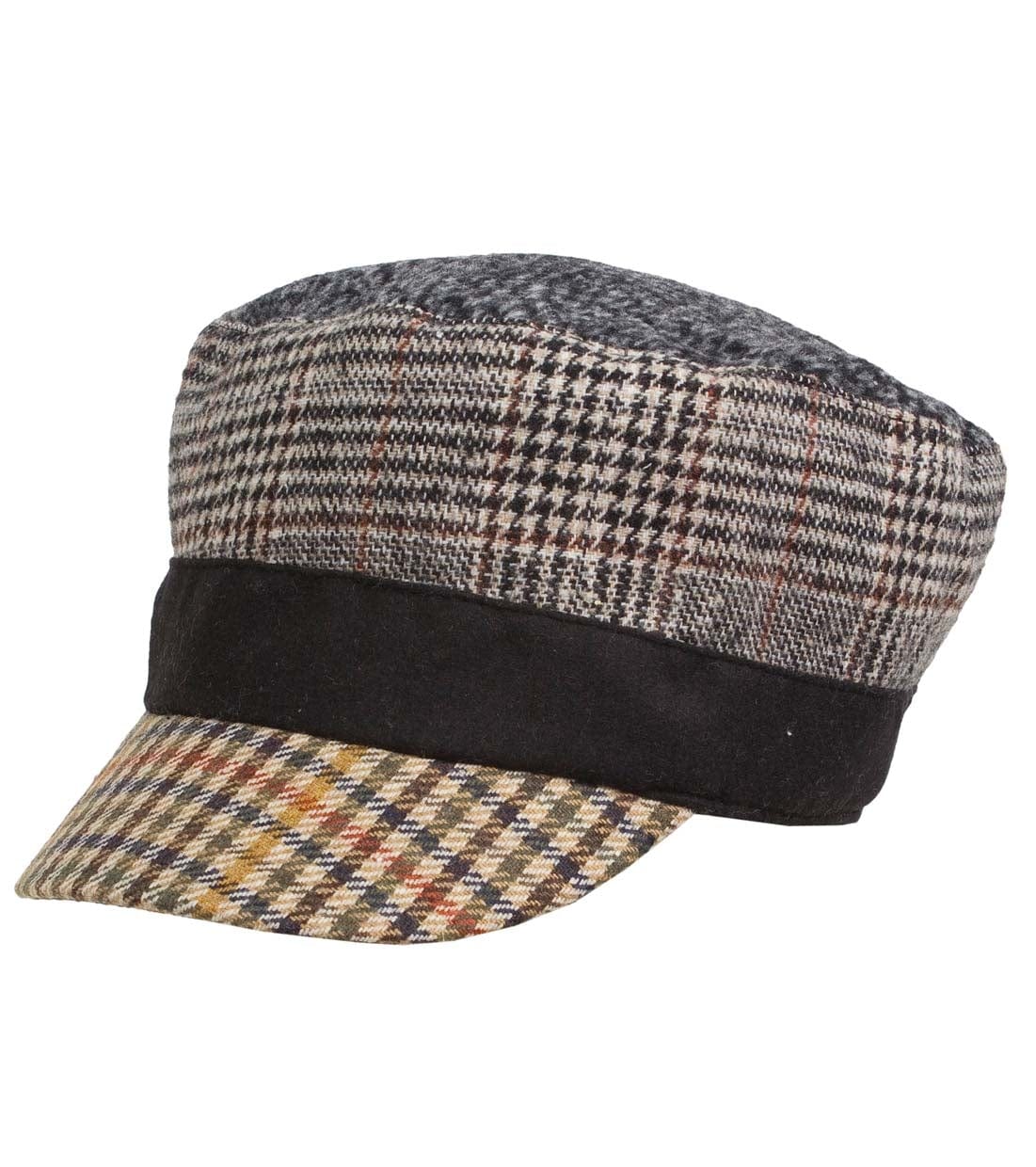 Mix Print Houndstooth Plaid Cadet Cap