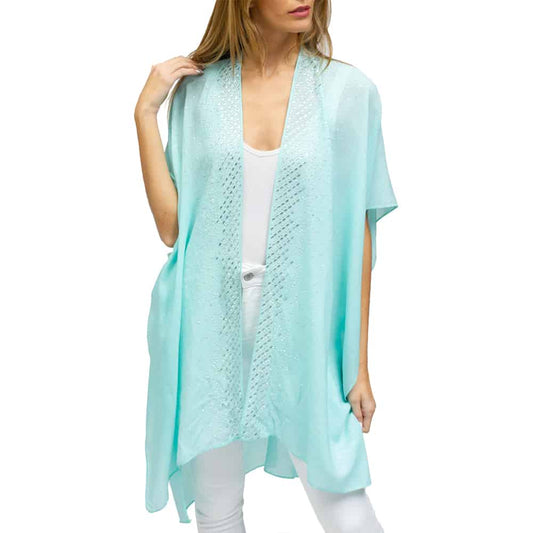 Jessica Mcclintock Women's Rhinestone Border Kimono With Glitter