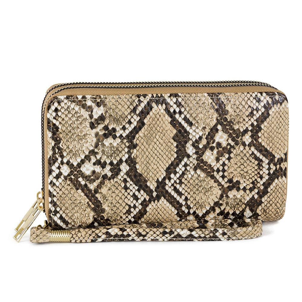 Rebecca & Rifka Vegan Snakeskin Leather Double Zip Wallet